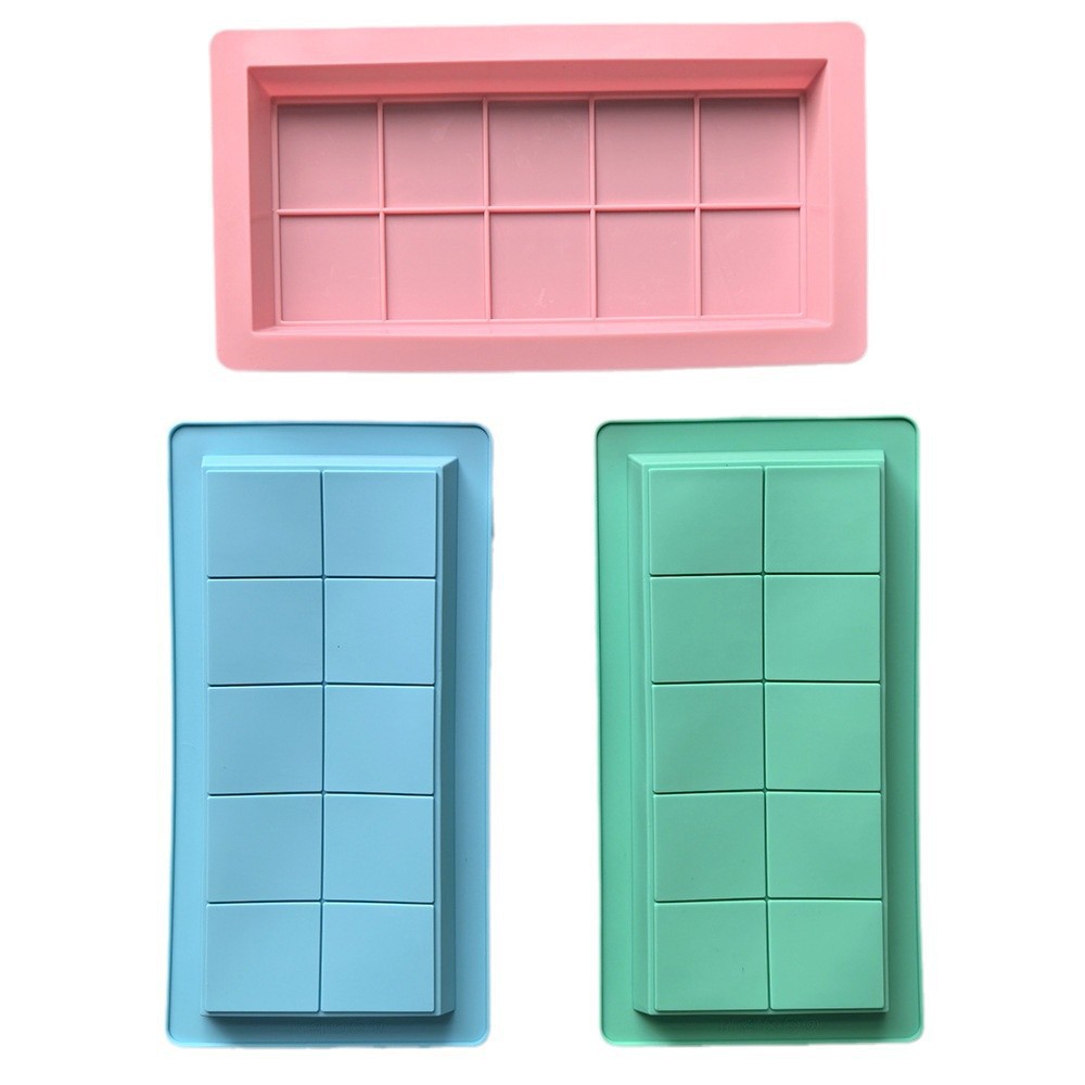 10 grados de chocolate molde de silicona cuadrado rectangular molde de barras de chocolate molde 784