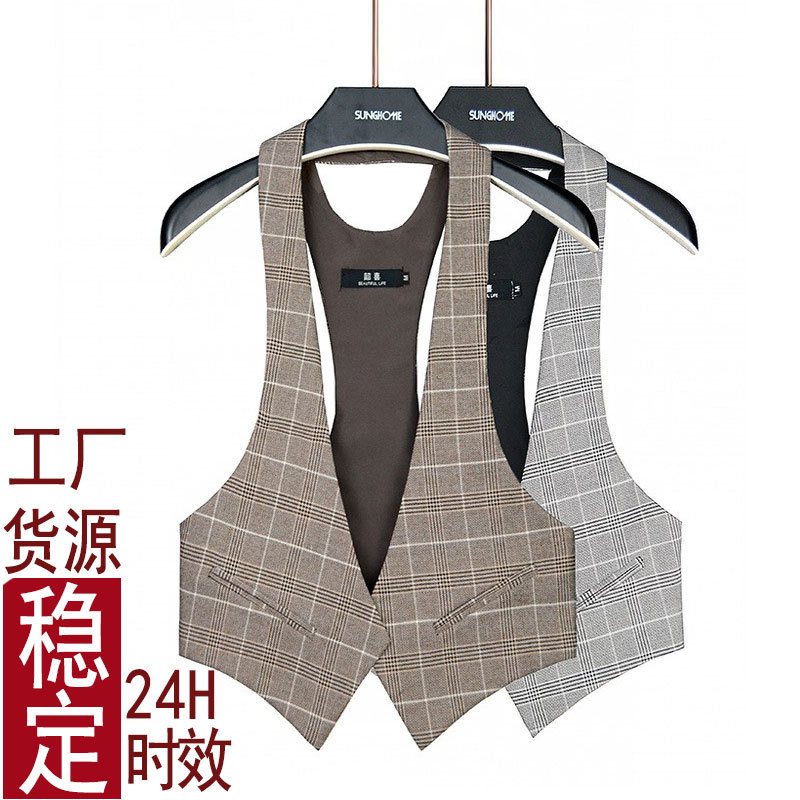 Korean style suit vest women's spring and autumn short lace-up vest outer wear workwear vest vest sleeveless thin coat Korean style suit vest women's spring and autumn short lace-up vest outer wear workwear vest vest sleeveless thin coat