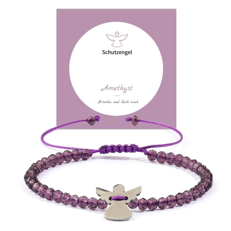 Stainless Steel Angel Bracelet Student Back-To-School Season Guardian Angel Cut Corner Crystal Bracelet Braided Angel Crystal Bracelet