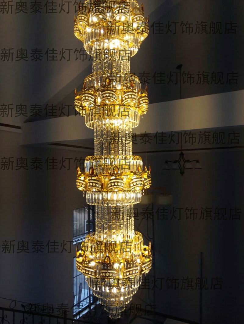 别墅复式楼客厅大吊灯轻奢楼中楼水晶灯具跃层楼梯长吊灯-阿里巴巴