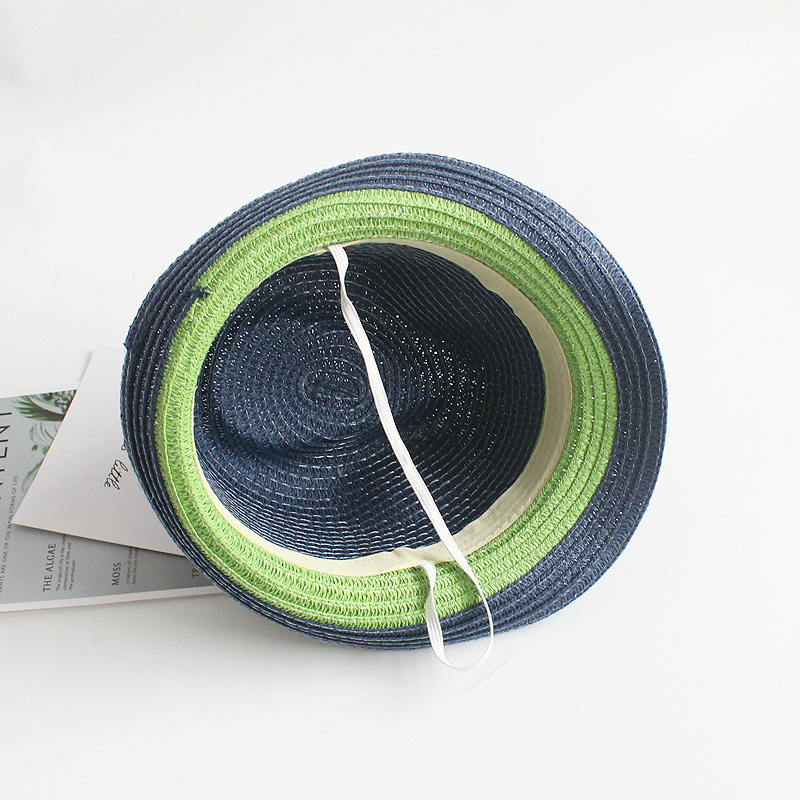 1 Piece Quantity Daily Occasion Children Unisex Fashion Color Block Crimping Straw Hat