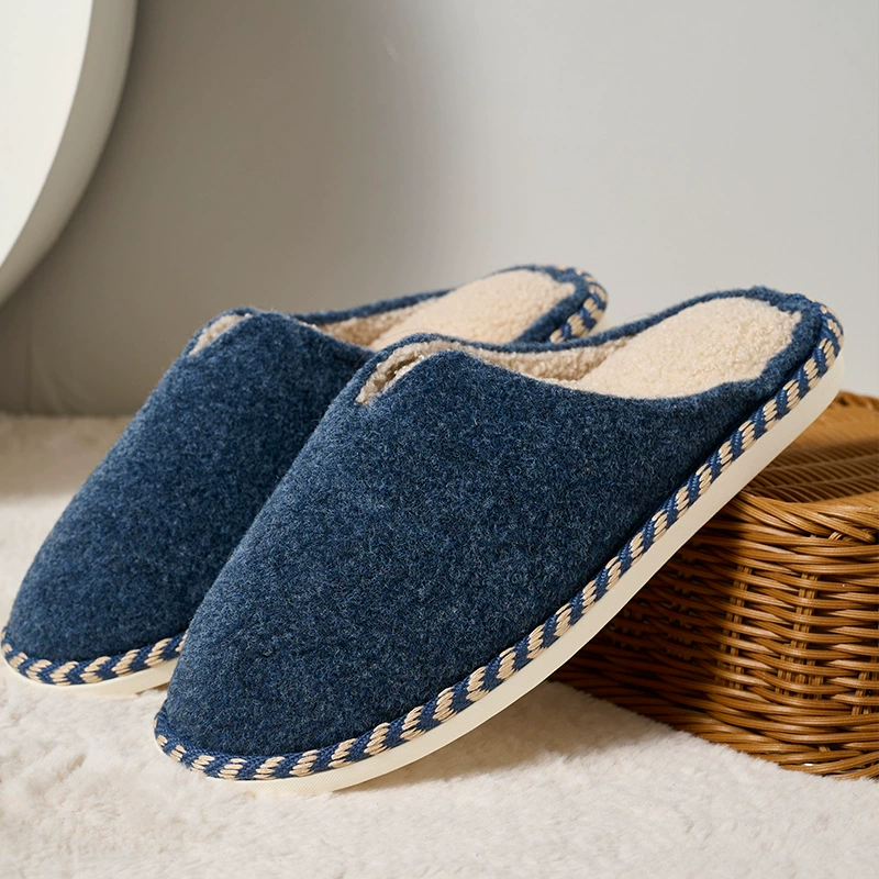 Новые осенне-зимние домашние хлопковые тапочки в японском стиле, однотонные войлочные теплые женские плюшевые тапочки, мужская домашняя обувь для внешней торговли