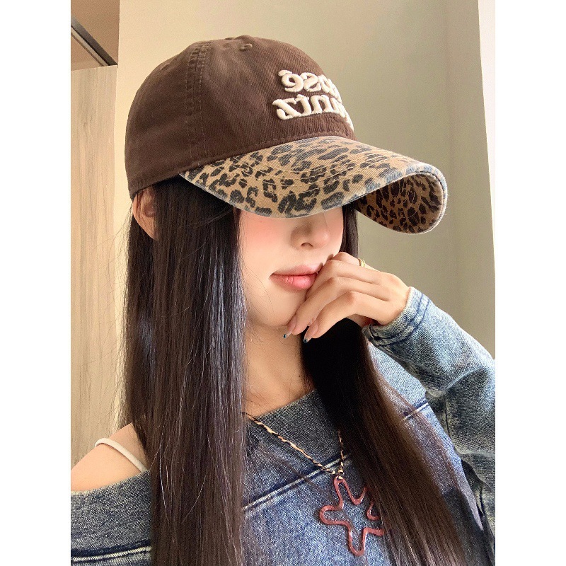 刺绣拼色硬顶棒球帽子女款男女休闲帽美式豹纹小众遮阳鸭舌帽批发|undefined