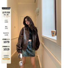 2025 Haining 新しい「コーヒーストリート」カジュアルヴィンテージシープスキンレザー本革コート韓国コート女性