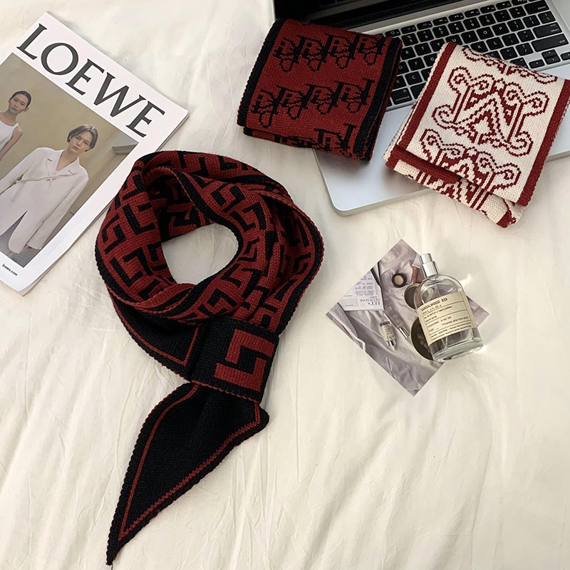 Tejedido lana cruzada bufandas mujeres otoño invierno estilo coreano de protección de cuello universal decoración cálida toallas de orejas perezosas bufandas pequeñas