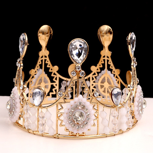 One piece drop shipping cake baking decoration bridal lace crown birthday accessories vintage queen big round tiara