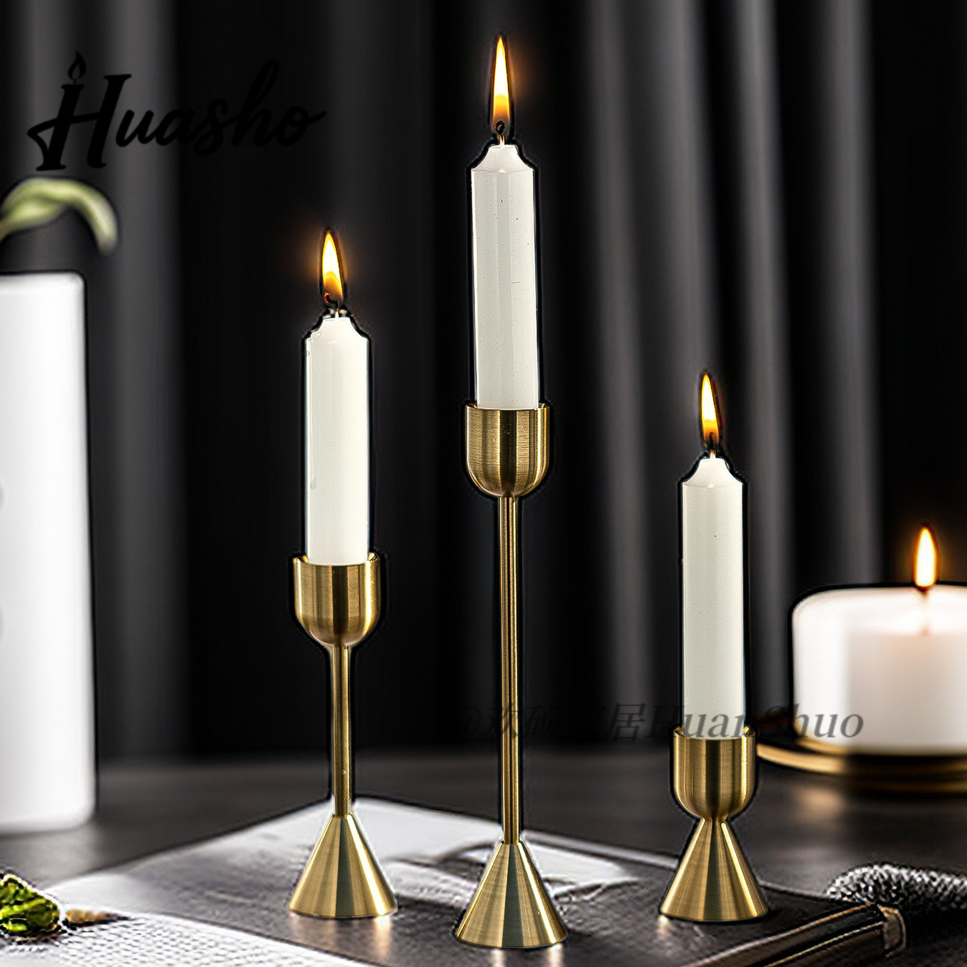 Cross -border American rural aluminum candlesticks ornaments home…