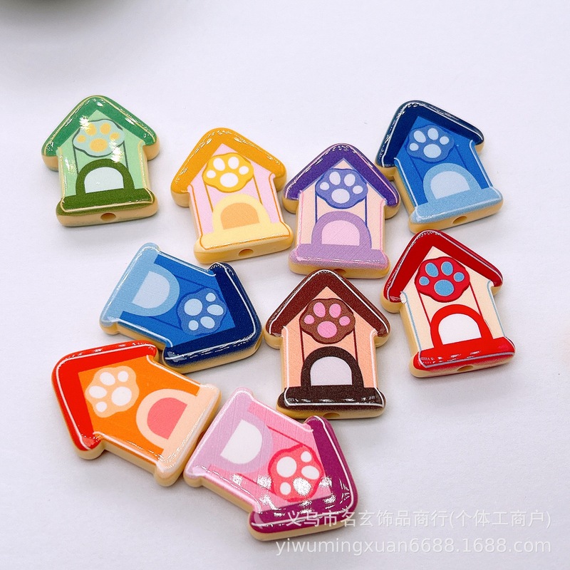 プリント 3D 子犬ビーズ犬小屋ルースビーズ穴付きビーズ diy 携帯電話チェーンキーホルダービーズペンジュエリーアクセサリー|undefined
