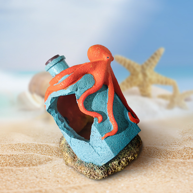 Pulpo gastado, botella de deriva gris, decoración de paisajismo de pecera, decoración de resina de acuario, peces y camarones para evitar las explosiones de la casa