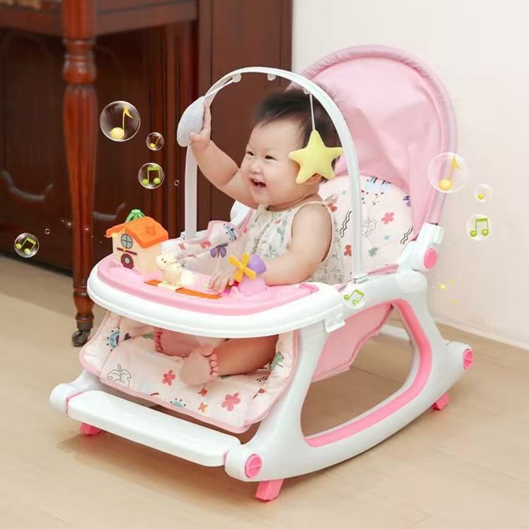 Foreign Trade Manufacturers Directly Sell Baby Plastic Adjustable Vibrating Soothing Rocking Chair with Dinner Plate to Coax Baby Cradle Rocking Bed