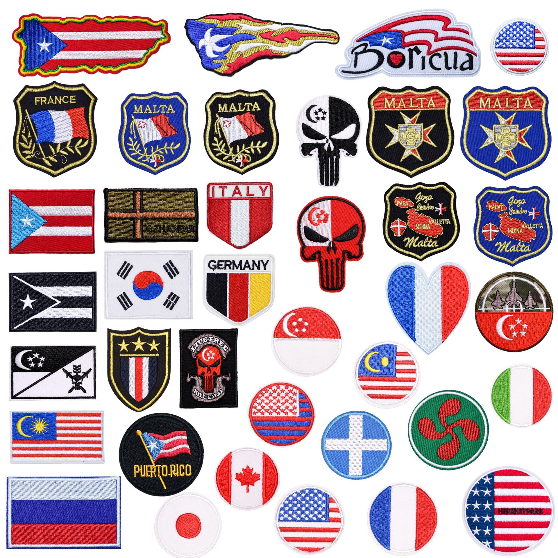 Embroidery cloth sticker stamp trend DIY round square national flag clothes decorative patch sticker