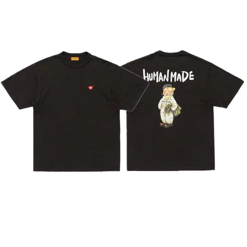 国境を越えた貿易新製品日本のレトロな竹綿ラウンドネックルーズTシャツ漫画動物プリント半袖|undefined