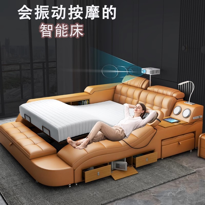 현대 간단한 기능 침대 지능형 전기 매트리스 전신 성인 마스터 침실 블루투스 USB 다기능 침대 대외 무역