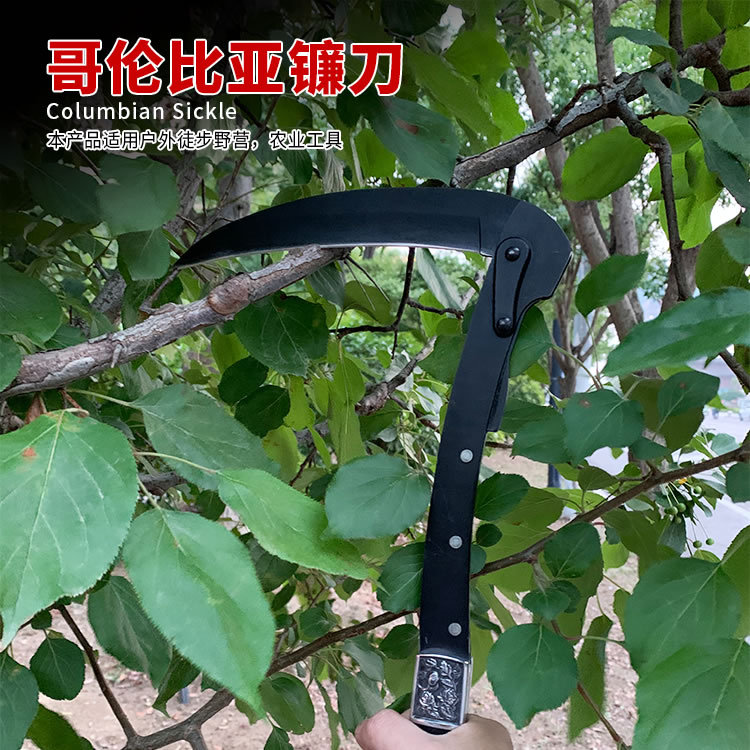Folding sickle outdoor camping agricultural weeding and wood cutting household lawn mower outdoor camping ax wholesale