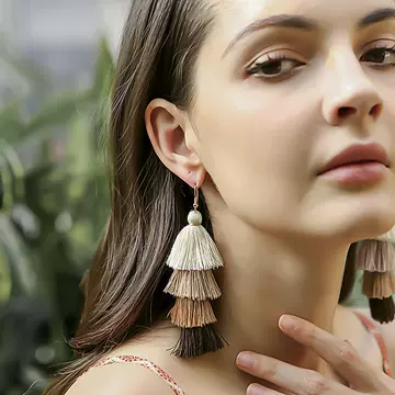 Pure handmade cotton thread multi-layer Tassel Earrings European and American national style long earrings Bohemia Fashion Earrings accessories - ShopShipShake
