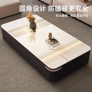 Slate Coffee Table for Home Living Room New Internet Celebrity Complete Solid Wood Small Apartment Floor-Standing Tea Table Tv Cabinet Combination