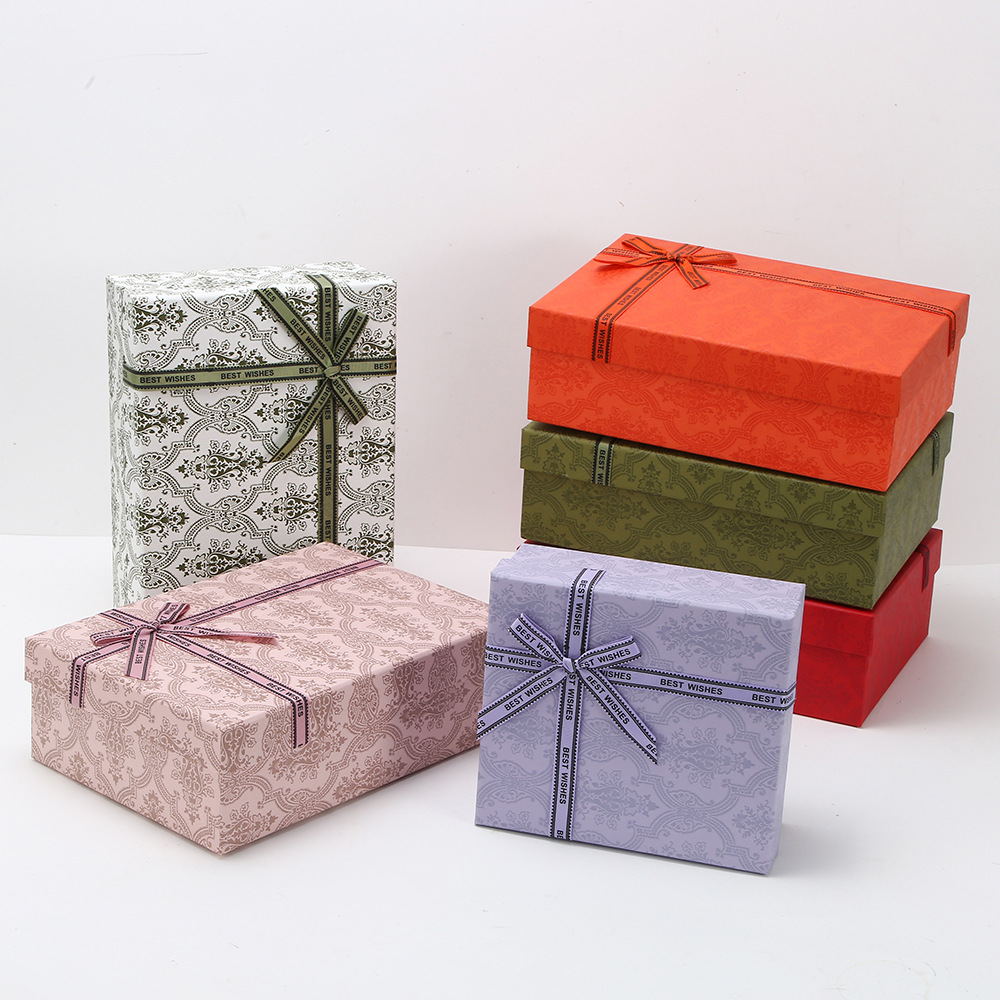 Caja de embalaje ajustable impresión logotipo heaven cubierta caja de regalo arco caja de regalo mano caja de regalo al por mayor