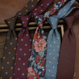 Tie men's formal wear Korean style British floral vintage Brown 8CM hand-made European and American style work student business wear