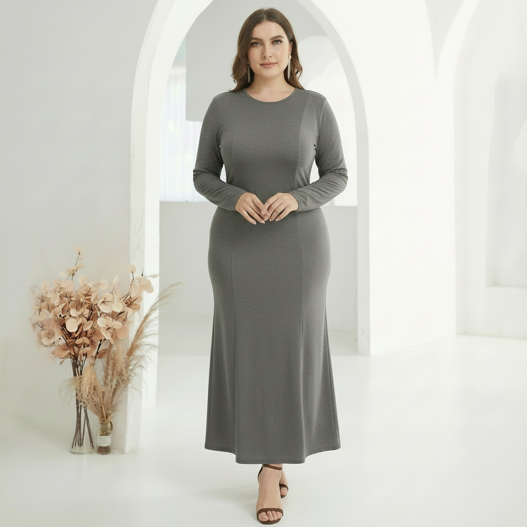 Middle Eastern Women's Clothing, Dubai Robe, Plus-size Commuter Milk Silk Skirt, Cross-border Long Dress,_ecoleips.com