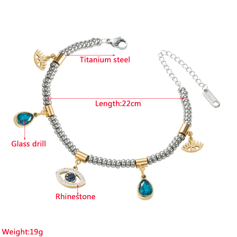 Fashion Devilu0027S Eye Water Droplets Titanium Steel Bracelets Inlay Rhinestones Stainless Steel Br