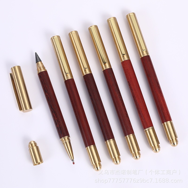 Creative rosewood brass signature pen and eternal pencil two-in-one metal promotional event commemorative gift pen with logo
