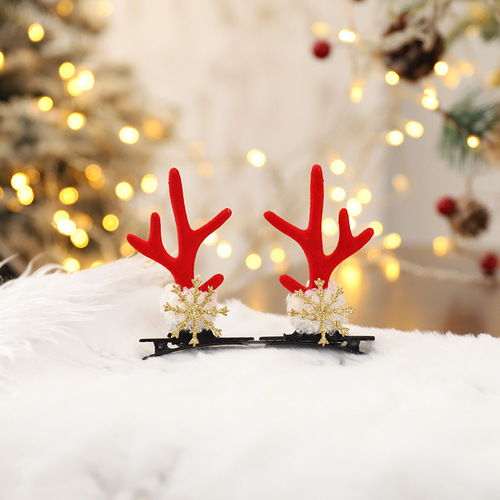 Children kids Christmas hairpin Christmas card girl lovely deer ear collar dress up hair accessories Christmas hat pearl pin