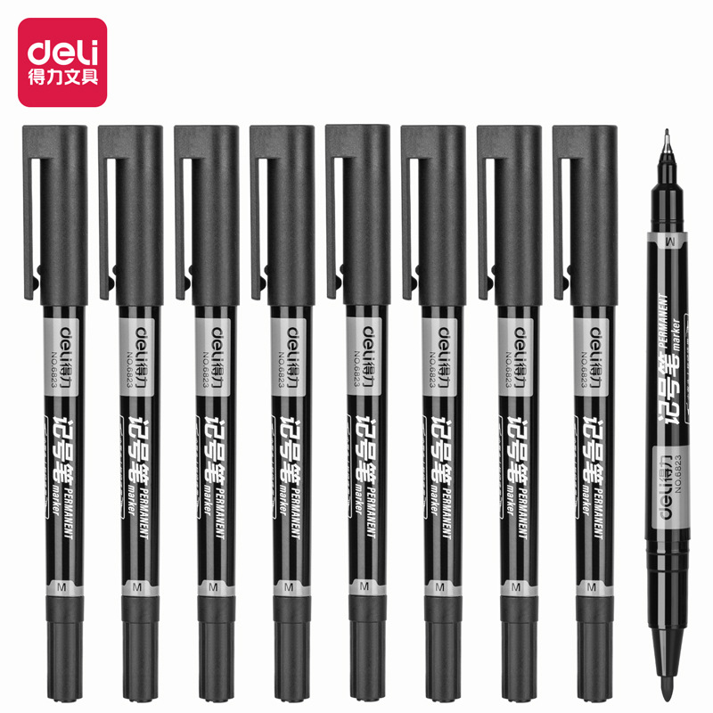 Deli / Deliky marcador de doble cabeza de línea de gancho de línea de marcación limitada impermeable no fácil de descolorar línea de gancho para artistas