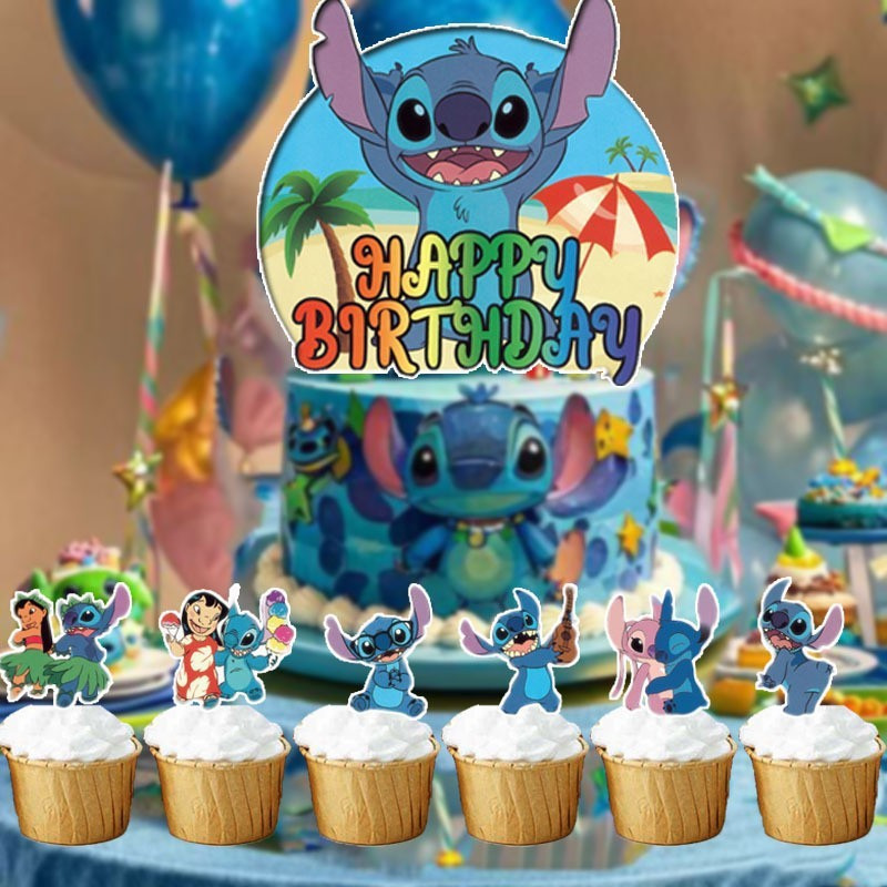 リロとスティッチのテーマ子供の誕生日パーティースティッチパーティー装飾バルーンフラグバナーケーキインサートセット|undefined