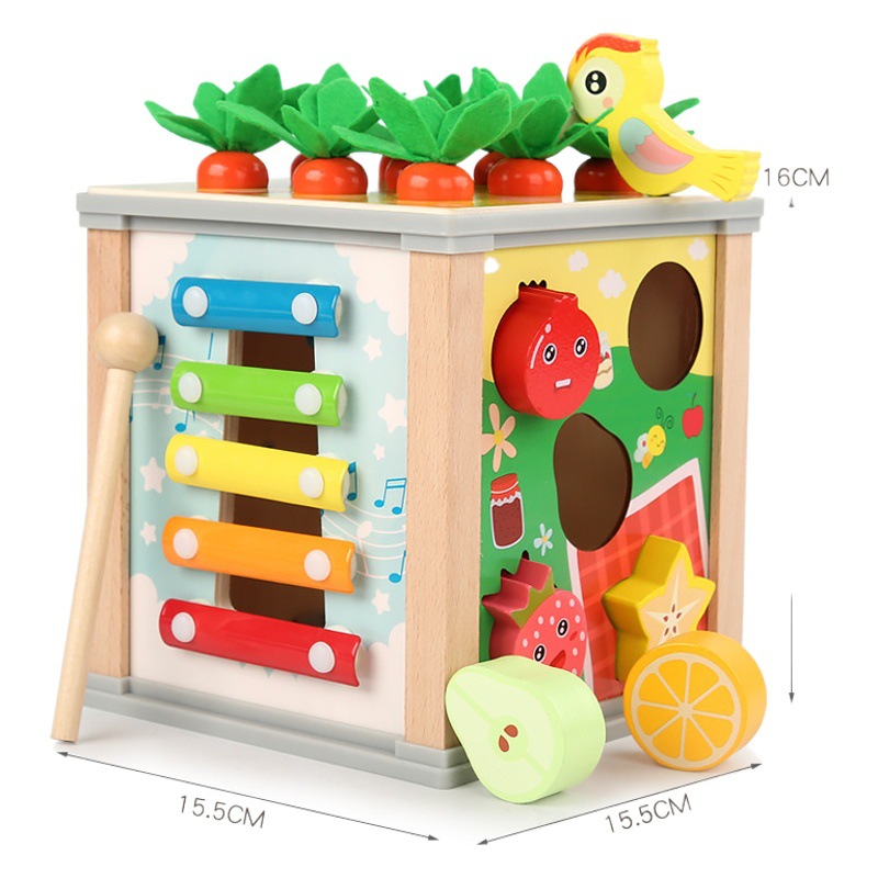 Montessori Educación Temprana juguetes de madera educativos bebé multifuncional caja del Tesoro forma bloques de construcción juego desbloqueo caja ocupada