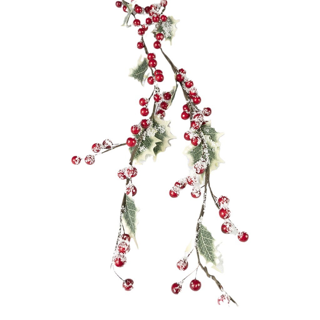 Enredadera artificial de bayas navideñas, popular en Instagram y Amazon, con bayas rojas escarchadas, bayas artificiales.
