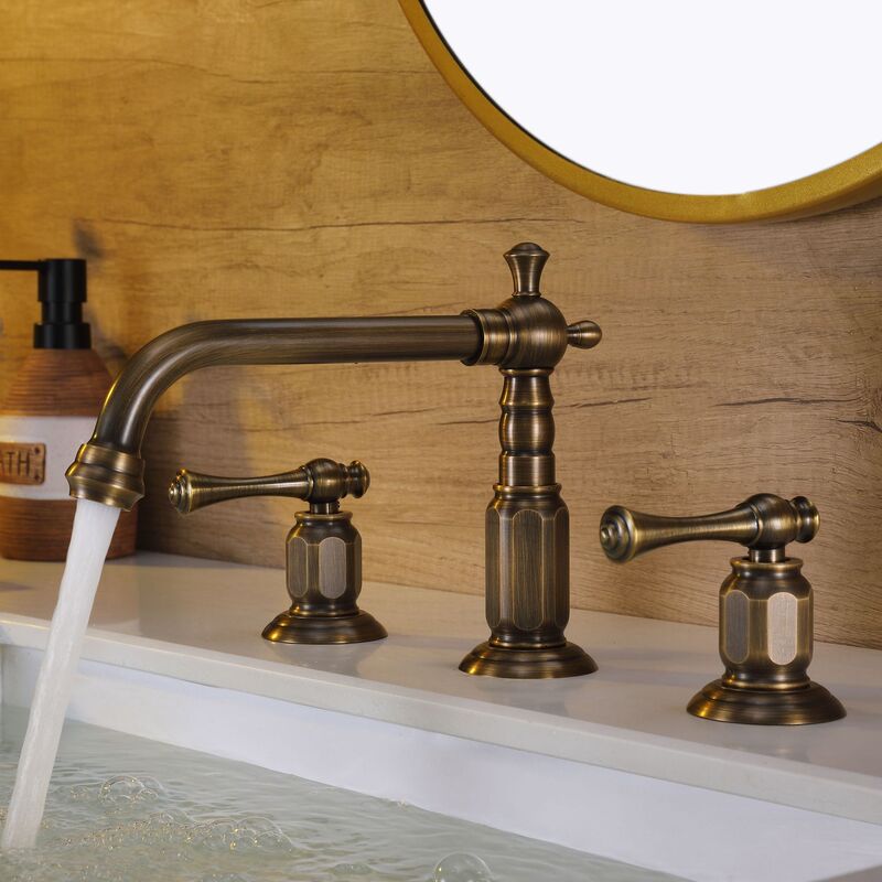 American bronze 8 inch three hole faucet retro double switch basin faucet antique wash basin faucet wash face