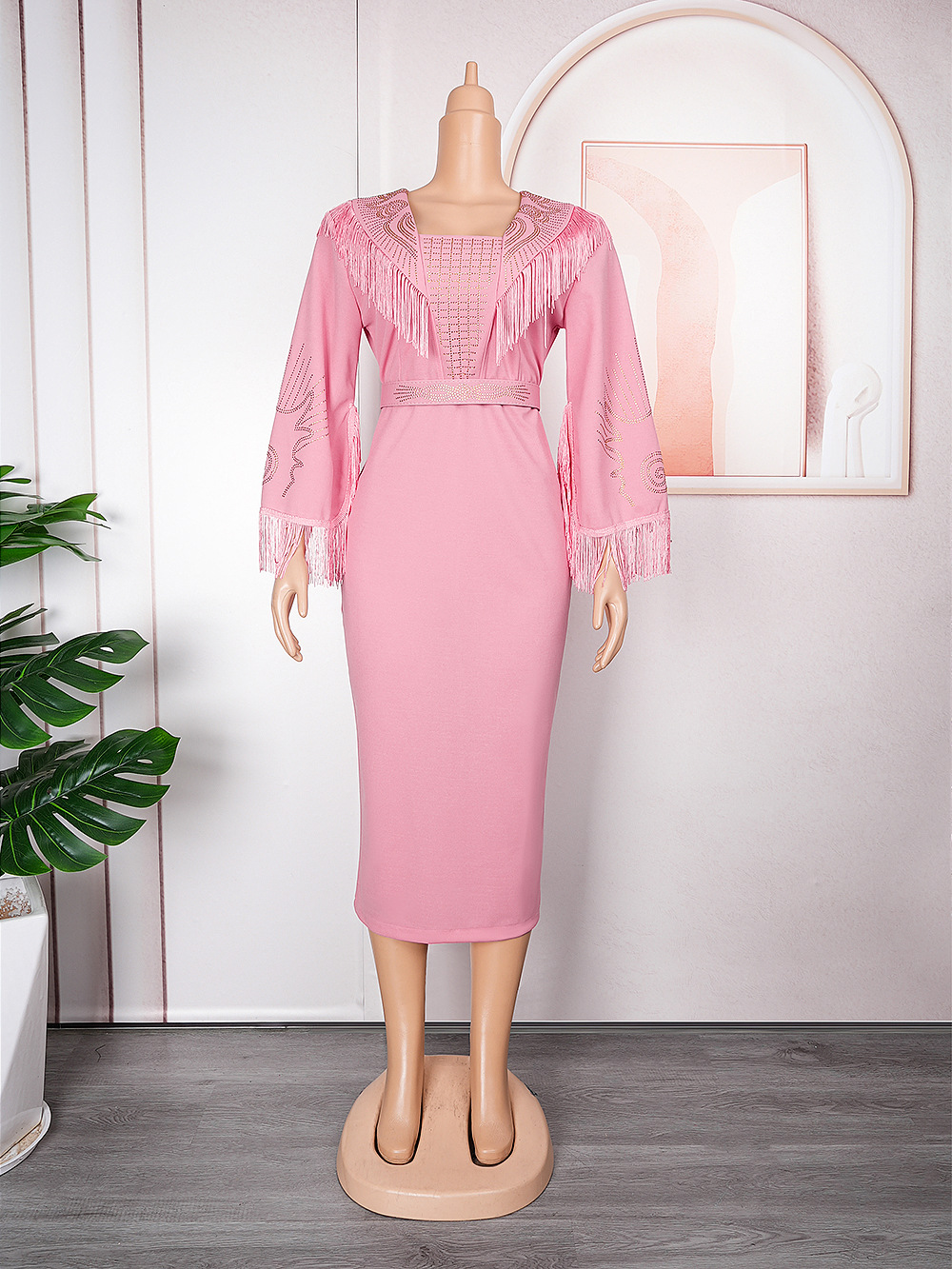 Women's Clothing plus size commuting tassel dress_voghion.com