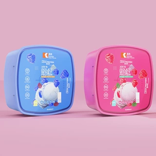 1000g雪糕盒2L雪糕桶带盖白色IML模内贴盒食品级材质PP塑料盒