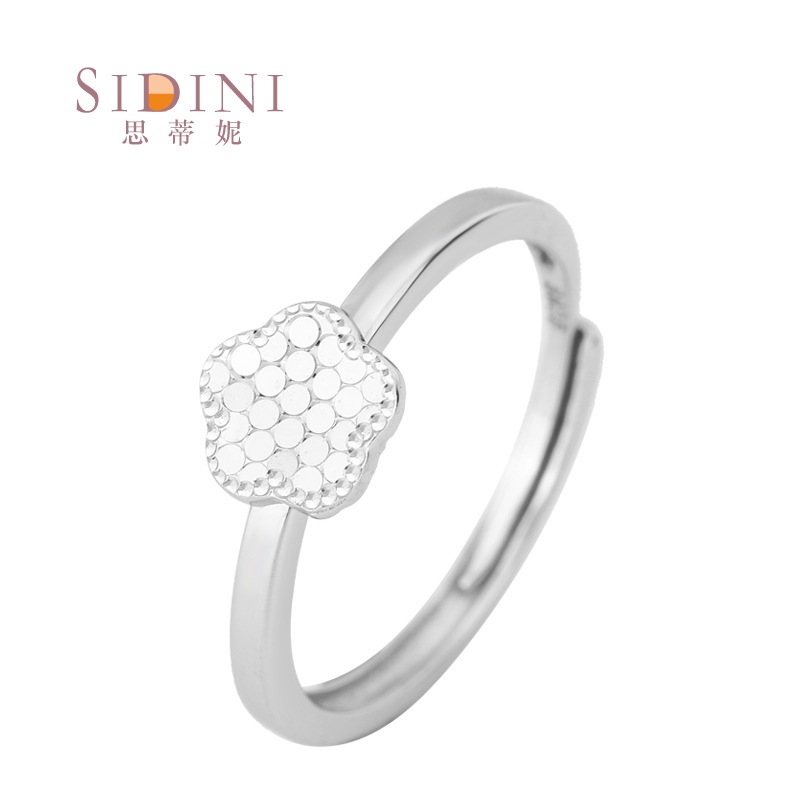 思蒂妮S925纯银精雕CNC蜂巢五角星戒指小众设计个性简约时尚指环