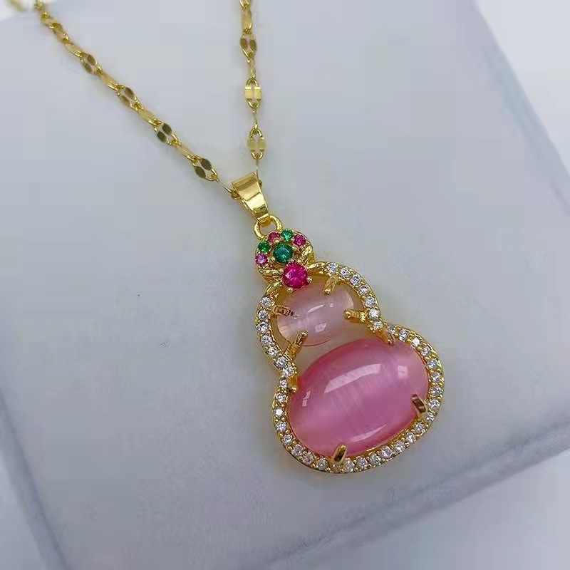 Fashion new colorful pendant micro-inlaid copper plated real gold diamond set personality small gourd pendant jewelry pendant