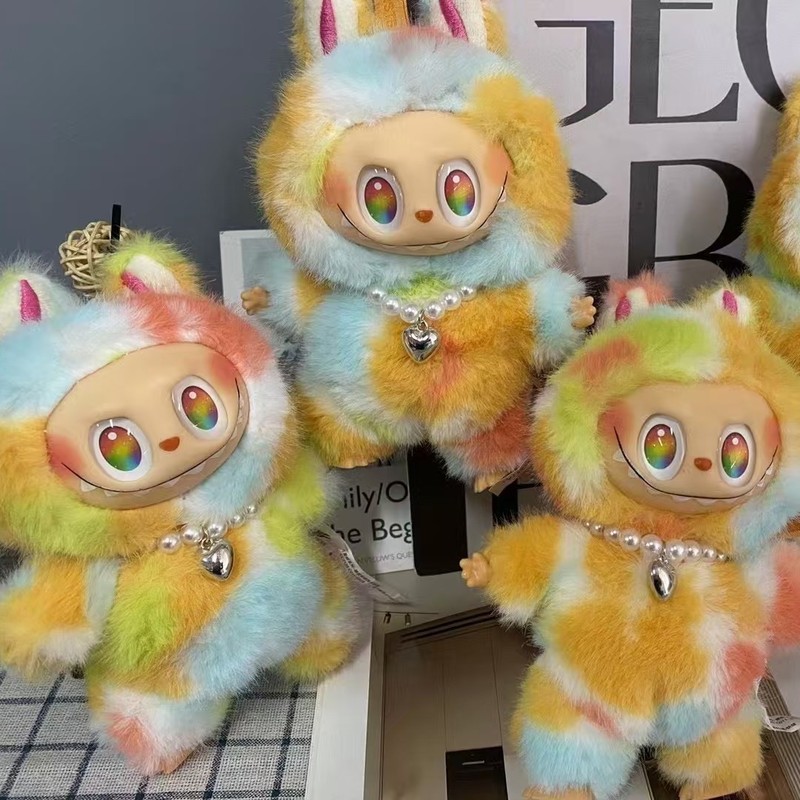 拉布布挂件四代五代祖国版马卡龙泡泡 趣味盲盒搪胶脸毛绒公仔|undefined