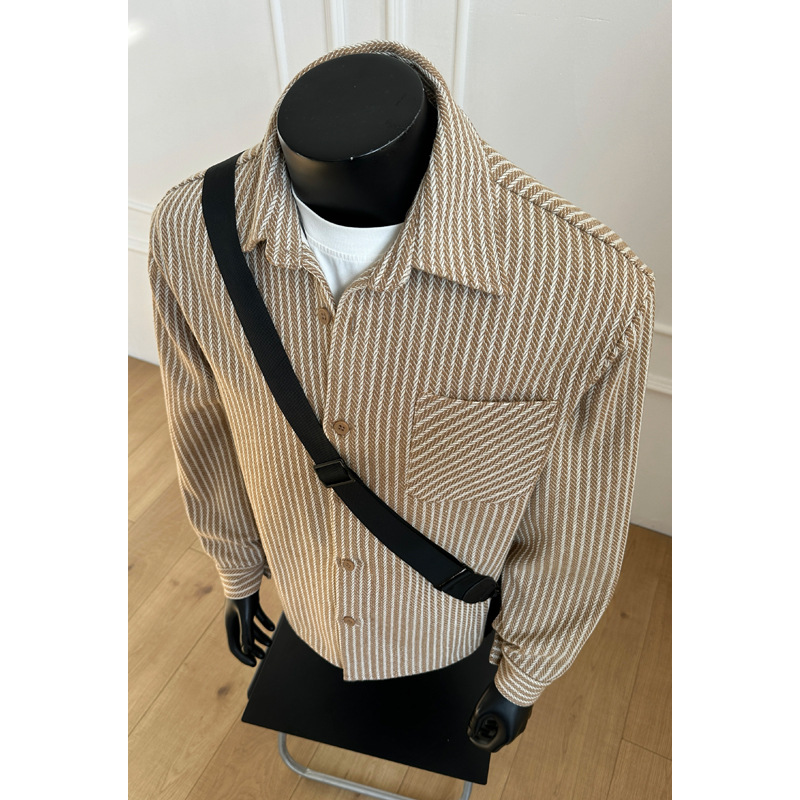 Camicia a maniche lunghe a righe da uomo, nuovo stile primavera 2026, vestibilità ampia, marchio di tendenza, versatile, casual da strada,_voghion.com