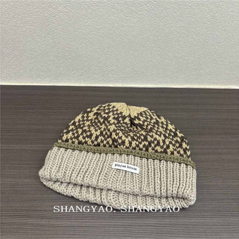 多巴胺撞色毛线帽潮男女街头保暖洋气毛线帽子时尚百搭针织帽冷帽|undefined