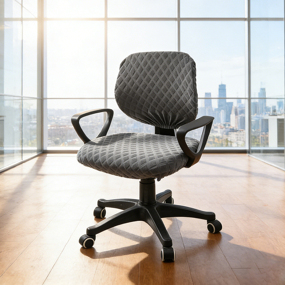 Funda para silla de oficina dividida con diamantes de jacquard elástico transfronterizo Funda para silla giratoria para ordenador de oficina en casa de color sólido europeo y americano de Amazon