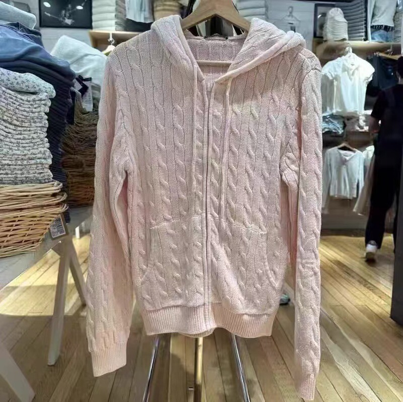 BM Style New Pocket Hooded Twist Zipper Cardigan Women's Bm Slim Hooded Sweater Top Coat