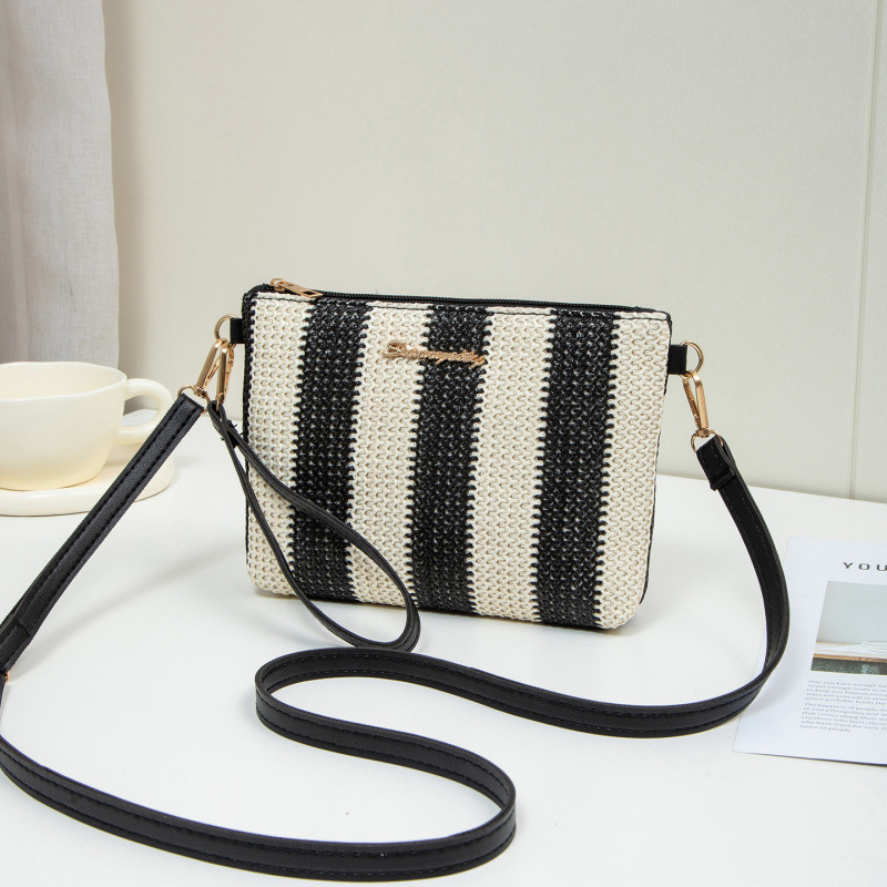 Bolso de verano para mujeres 2025, nuevo estilo de tela tejida bolso de paja de moda bolso de hombro con cámara bolso de mochila un cabello