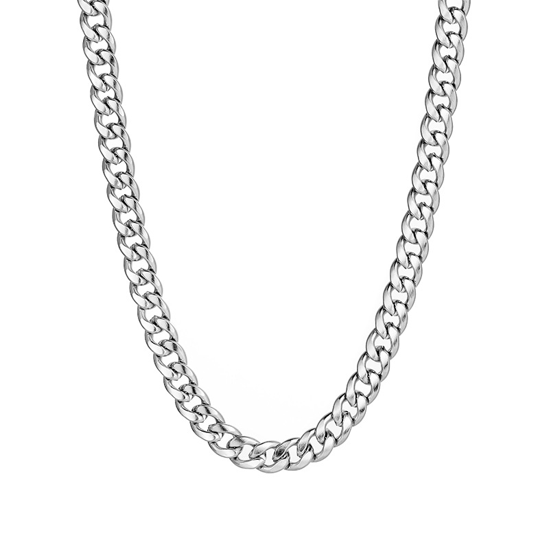 Titanium Steel Necklace Cuban Chain Waterproof Sweatproof Non-Fading Accessories Niche Personality Design High-End Sense_voghion.com