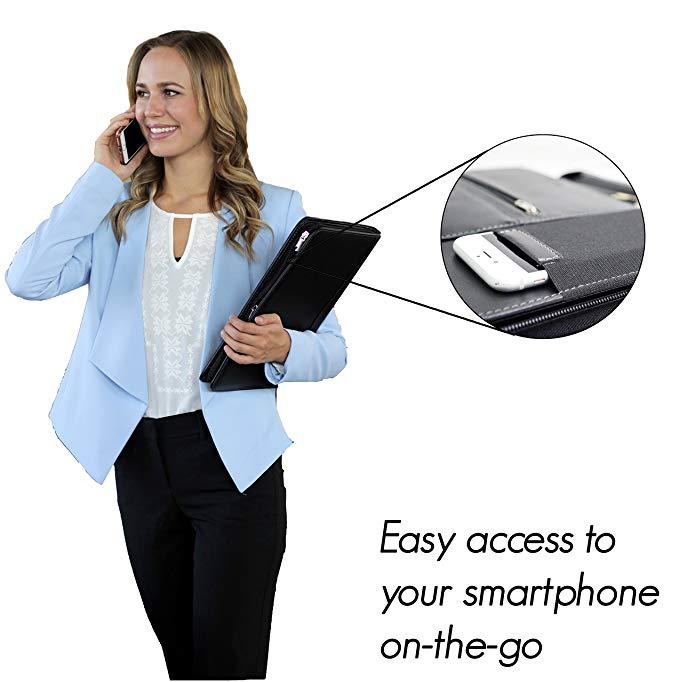 Wholesale Pu Leather L A4 Padfolio Briefcase Letter Size Multifunctional Tablet Sleeve Card Pocket Compartment Insert