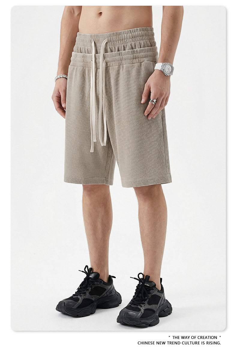 Herren Freizeitshorts Mit Waffelstruktur Und Kordelzug Bund_voghion.com