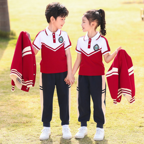 Summer kindergarten uniform children's performance attire college-style primary school sports team uniform autumn/winter red school uniform