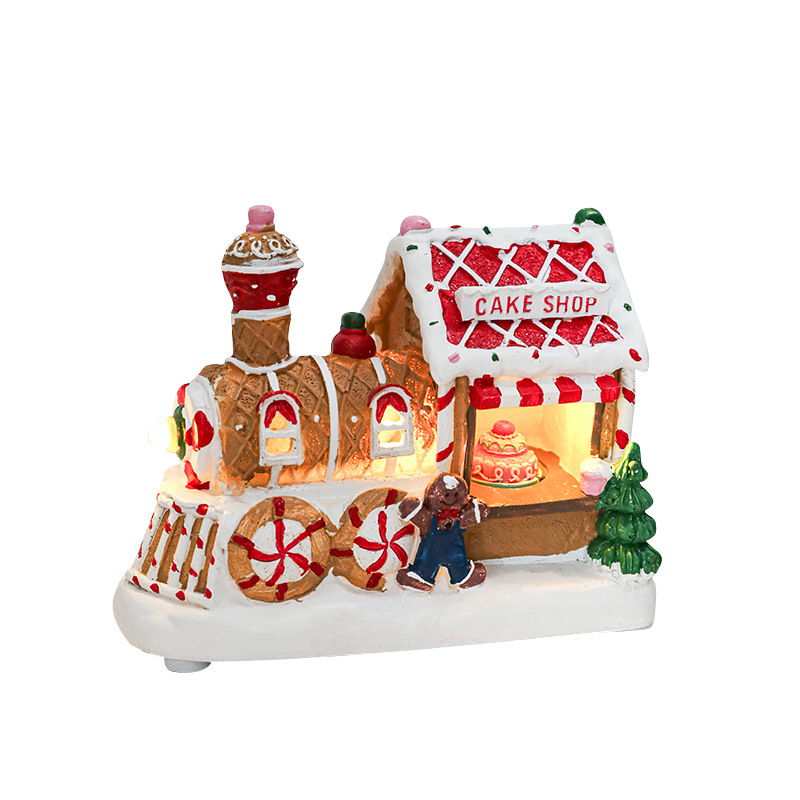 Nueva casa de resina de Navidad giratoria caja de música eléctrica regalos luminosos decoración de la casa decoración de nieve artesanías