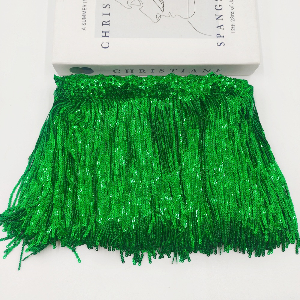 Accesorios de Encaje con Flecos de Lentejuelas Bordadas con Borde de Pico de Montaña de 17 cm y 35 Colores para Disfraces de Danza Latina, Zapatos y Bolsos