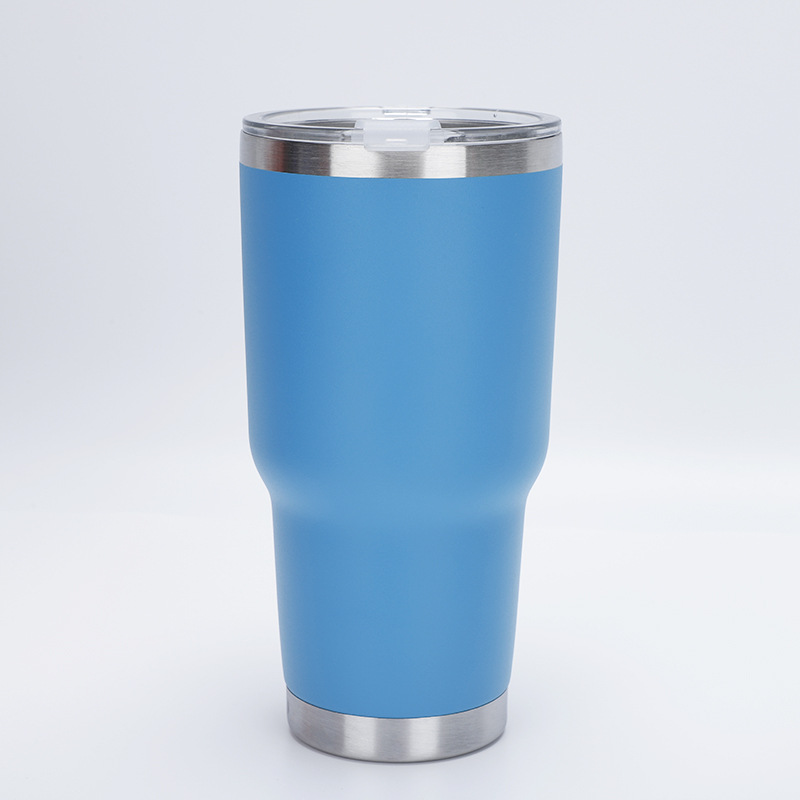 Amazon 30oz taza de coche de acero inoxidable de gran capacidad 304 taza de vacío de spray de plástico coche frío taza de helado al por mayor