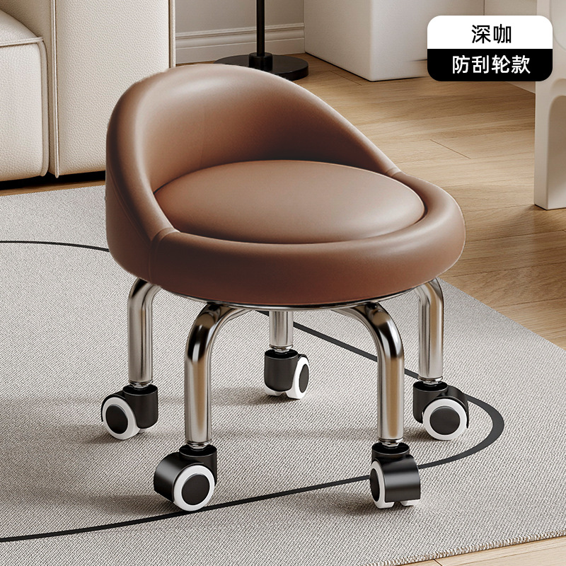 Rueda universal taburete pequeño polea doméstica taburete redondo pedicura banquete baños bajos banquetes para bebés banquetes de cambio de zapatos silenciosos multifuncionales
