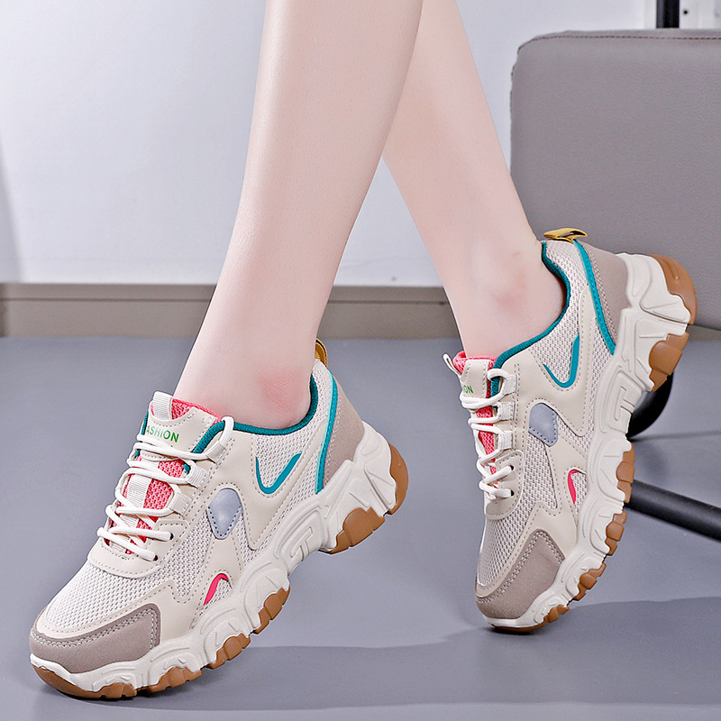 Spring new women's sports shoes, fashionable, breathable, lightweight, non-slip, wear-resistant, casual sports shoes, flat shoes_voghion.com